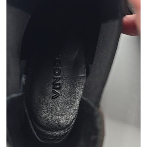 Vince Suede Leather Water Repellent Gray Chunky Heel Bootie Boots Women's 7M - Picture 9 of 10